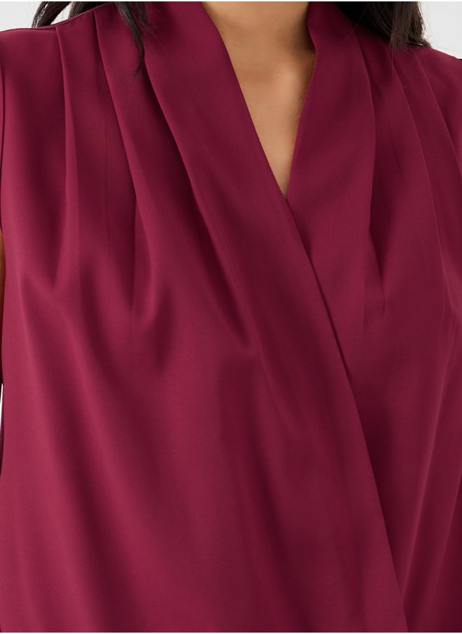 Styli Styli Solid Sleeveless Surplice Neck Wrap Top  - Image 3