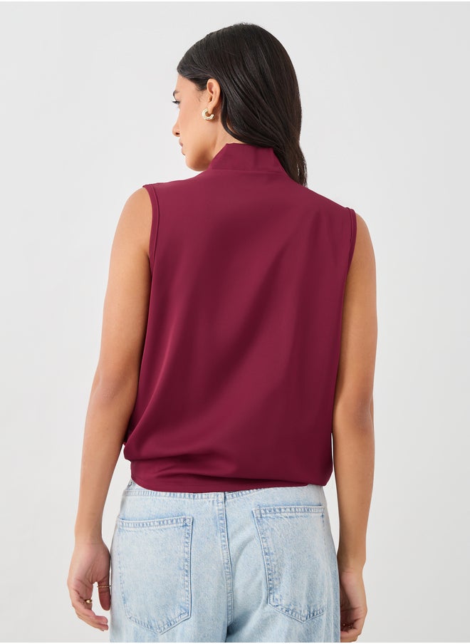 Styli Styli Solid Sleeveless Surplice Neck Wrap Top  - Image 4