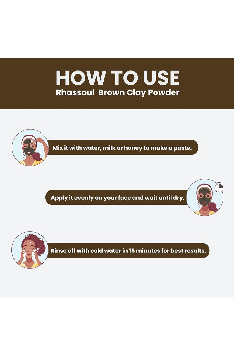 mi nature Rhassoul Brown Clay Powder For Fairness Sun-Tan Acne-Spot Face Pack & Hair Pack| All Skin Type & Unisex use| 100% pure & Natural | (227g/1/2 lb/8 Oz) - Image 3