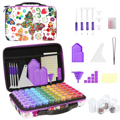 ZORETCO Diamond Painting Storage Box, 60 Slots Bead Storage Containers with Tools Kit for Diamond Art Accessories Beads Organizer Craft Jewelry - Image 1