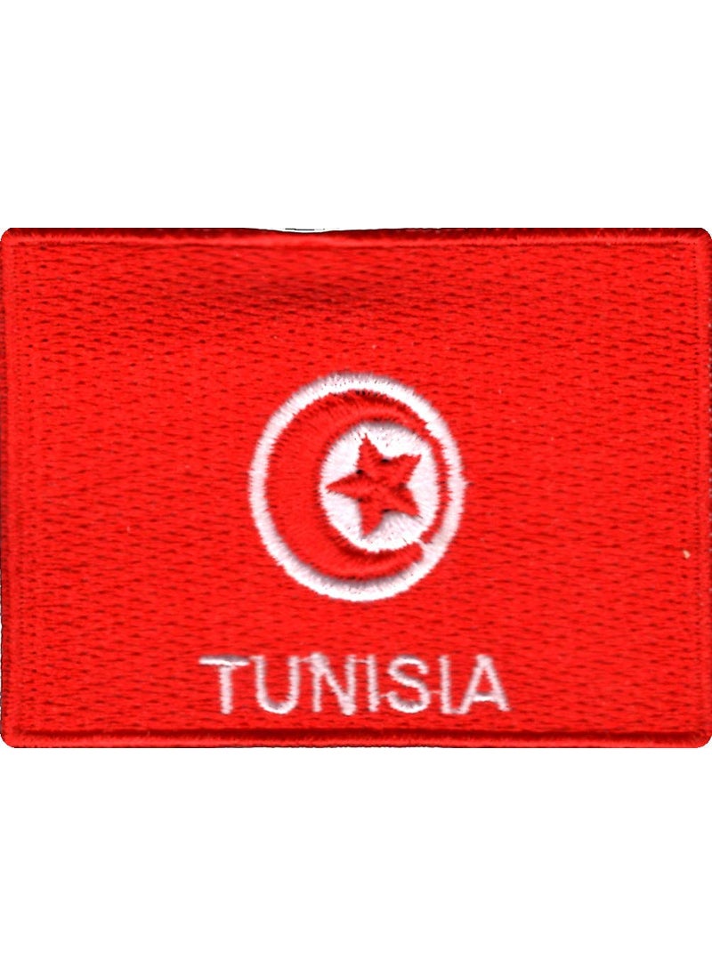 Artist Unknown - Tunisia Flag Applique Embroidered Sweing Patch Suitable for Jackets, Bags, T-Shirts, Jeans, Pants, Outdoor Clothing ; Size: 7cm x 5cm ; Imported from Malaysia (1 Piece) - Image 1
