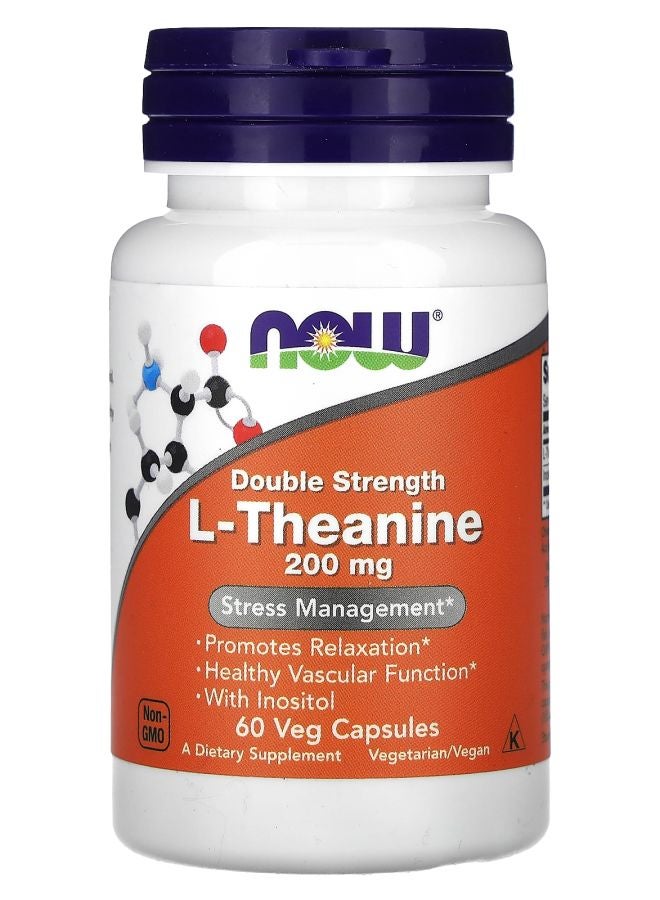 now L-Theanine Double Strength 200 mg 60 Veg Capsules