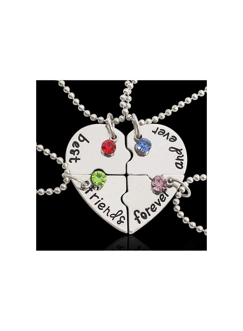 GGOOT 2 Sets BFF Necklace for 3 and 4 Best Friend Forever Puzzle Necklace Heart Necklace Jewelry Rhinestone Graduation Friends Necklace Souvenir - Image 2