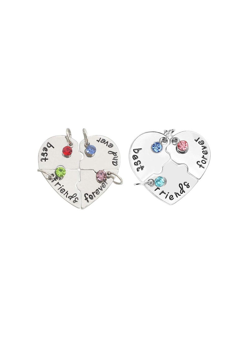 GGOOT 2 Sets BFF Necklace for 3 and 4 Best Friend Forever Puzzle Necklace Heart Necklace Jewelry Rhinestone Graduation Friends Necklace Souvenir - Image 1