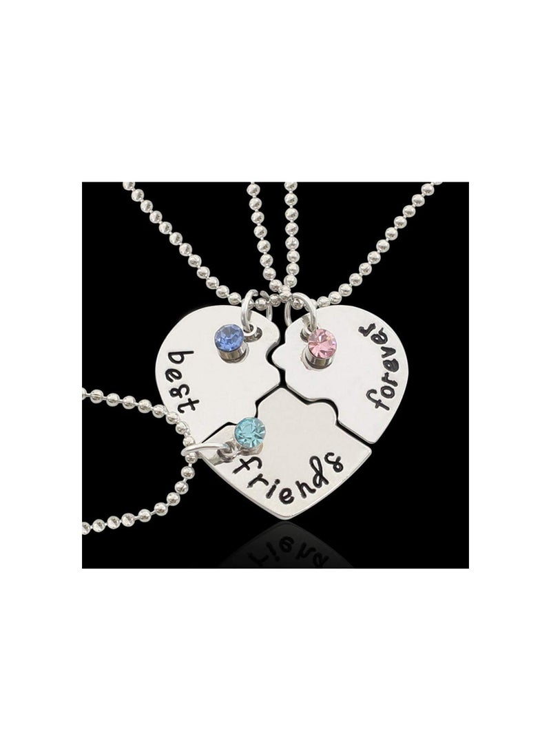 GGOOT 2 Sets BFF Necklace for 3 and 4 Best Friend Forever Puzzle Necklace Heart Necklace Jewelry Rhinestone Graduation Friends Necklace Souvenir - Image 3