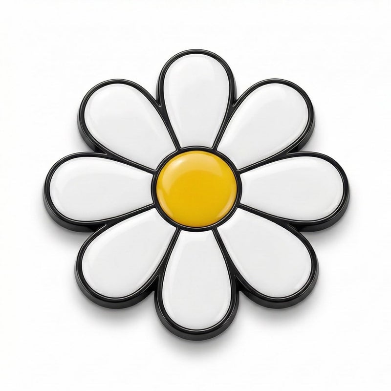 Fsforcar Daisy Metal Car Sticker Cute Flower Decal Zinc Alloy Daisy Emblem Exterior Car Decoration for Women White - Image 3