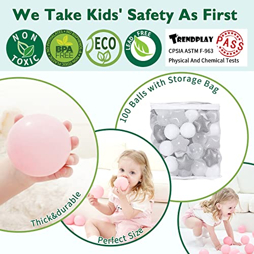 TRENDPLAY Star Ball Pit Balls for Toddlers 100 Count Star Balls Different Shapes NonToxic Plastic Balls for Safe Play Boys Girls Festival Party Decoration Gray Clear - Image 5