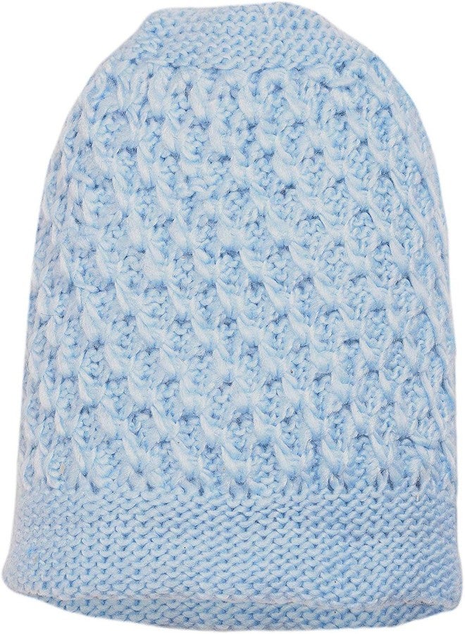 Digital SHOPEE Women's Stylish Soft Quality Winter Warm Woollen Cap - (Light Blue), Free Size