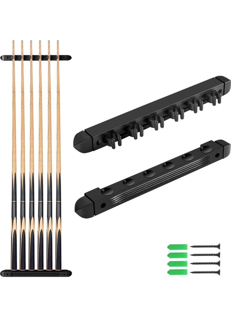 Generic Pool Cue Rack Wall Mounted Rack Billiard/Pool Cue Wall Rack Cue Rest Cue Stick Holder (Black / 6 Cues)  - Image 1