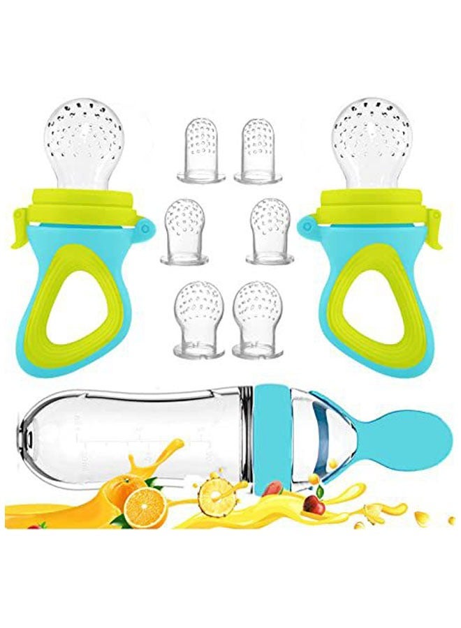 Baby Food Feeder, 2 Pack Baby Fruit Feeder Pacifier Fresh Food Feeder with 3 Sizes Silicone Pouches, 1 Baby Feeding Spoons for Toddlers Infant  - Image 2