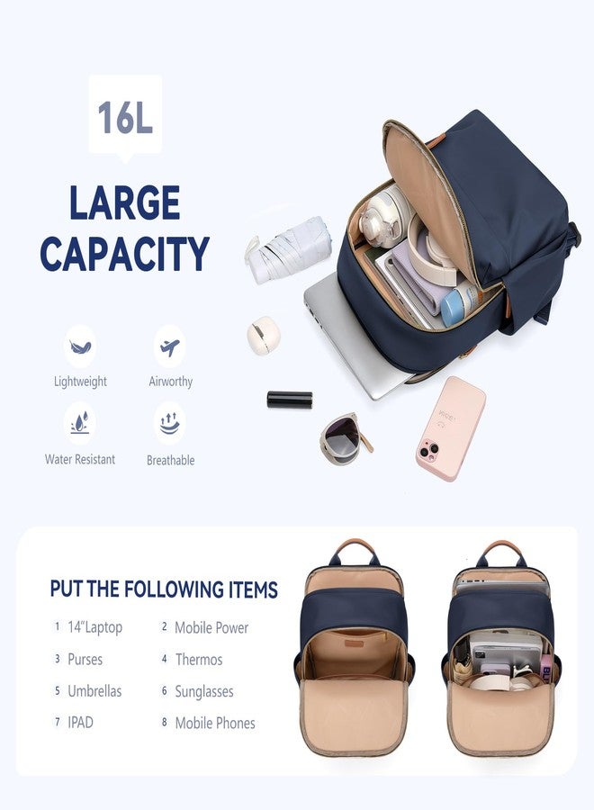 GOLF QUALITY Laptop Backpack for Women Fit 14 Inch Stylish Daypack Notebook Travel Work Commuter Casual Daypack Backpack Purse for Women Travel Business (Navy Blue) - Image 4