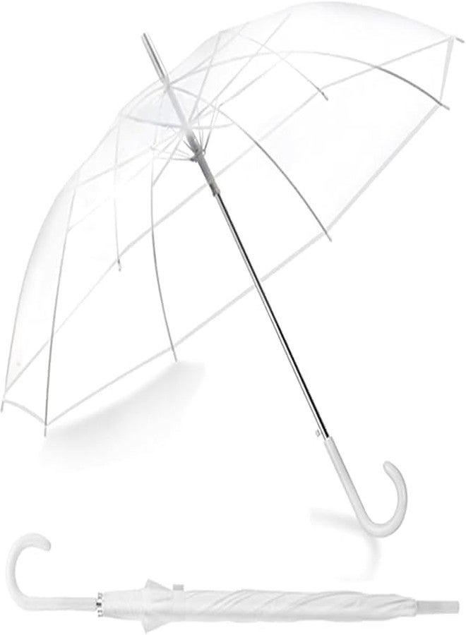 KRISHNPRIYA Transparent Umbrella - Compact Windproof Umbrella With J-Shape Handle for Women, Girls & children, Stylish Rain Protection Chatta for Office, Travel & Photoshoot - Image 1