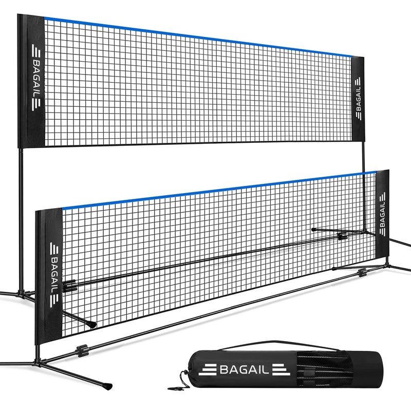 BAGAIL Badminton Net Foldable Sports Net 10 FT 14 FT 17 FT Wide Height Adjustable Net Set with Carry Bag for Tennis Pickleball or Pool Volleyball 14ft Blue