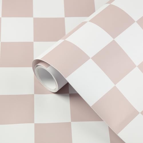 Drydiet Light Brown Checkered Peel and Stick Wallpaper 70s Retro Funky Checkered Contact Paper Geometric Waterproof Wallpaper Neutral Checkerboard Decor for Bathroom Cabinet(9.8' x 15.75'') - Image 2