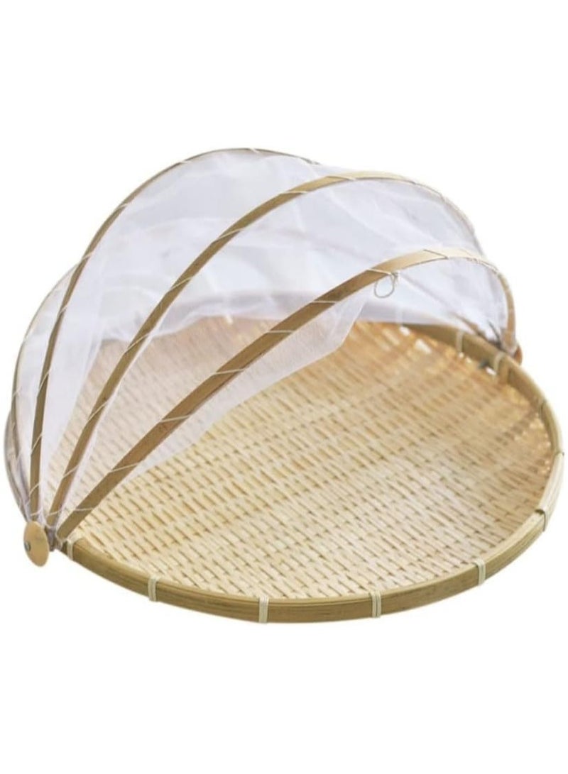 Food Serving Tent Basket Woven Serving Basket Bug Proof Vegetable Fruits Food Meals Bread Basket Woven Food Dome Lid Cover (Medium) - Image 1