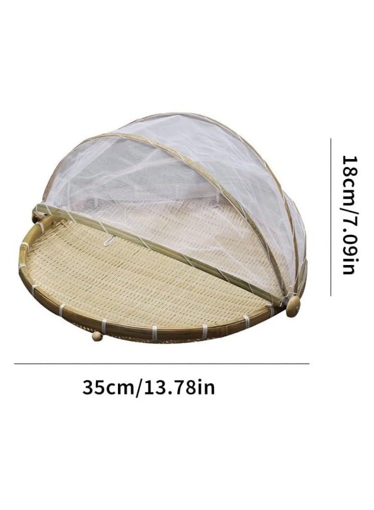 Food Serving Tent Basket Woven Serving Basket Bug Proof Vegetable Fruits Food Meals Bread Basket Woven Food Dome Lid Cover (Medium) - Image 2