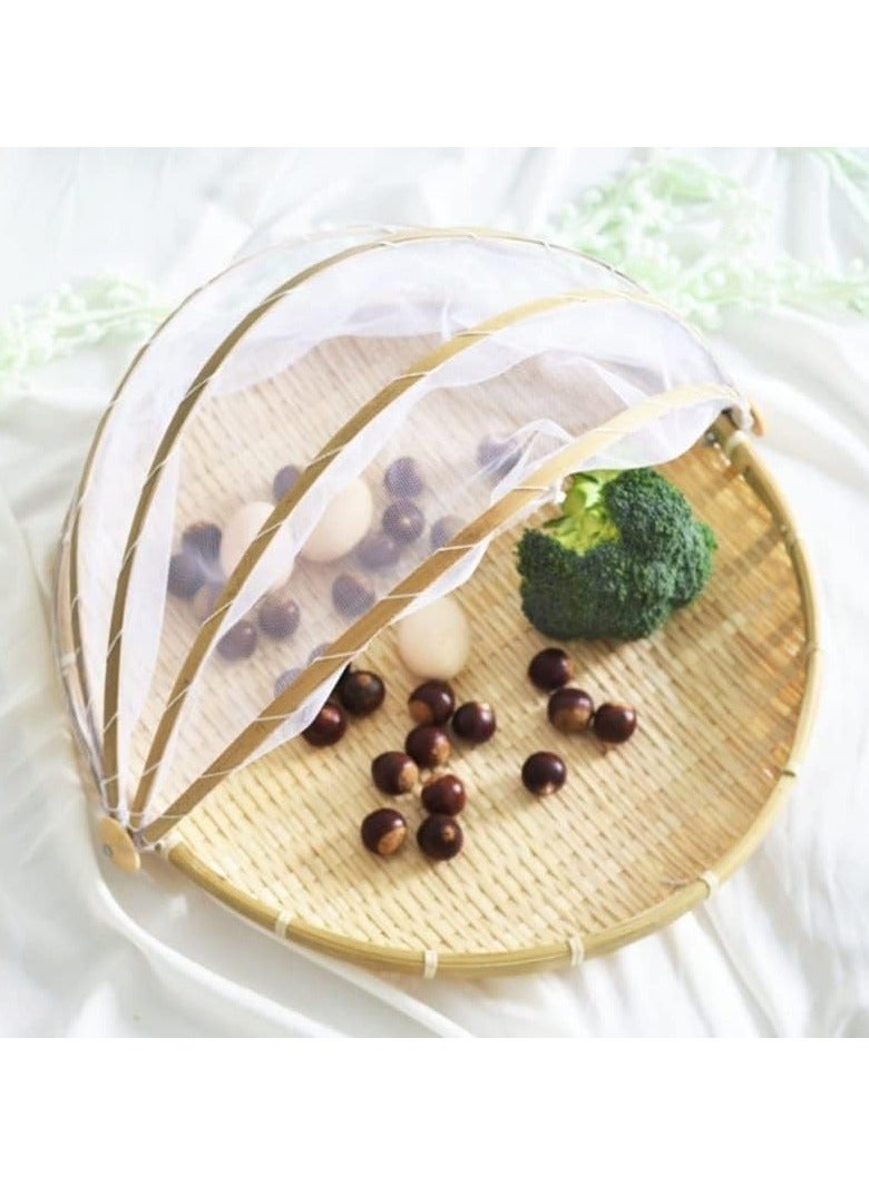 Food Serving Tent Basket Woven Serving Basket Bug Proof Vegetable Fruits Food Meals Bread Basket Woven Food Dome Lid Cover (Medium) - Image 4