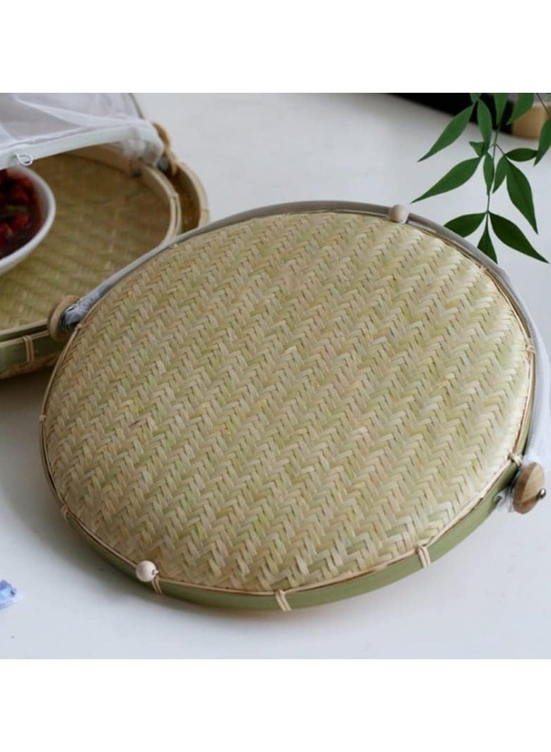 Food Serving Tent Basket Woven Serving Basket Bug Proof Vegetable Fruits Food Meals Bread Basket Woven Food Dome Lid Cover (Medium) - Image 3