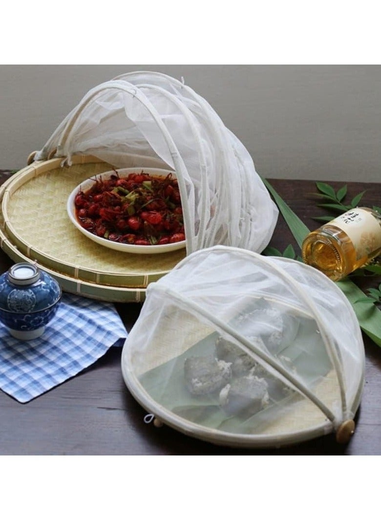 Food Serving Tent Basket Woven Serving Basket Bug Proof Vegetable Fruits Food Meals Bread Basket Woven Food Dome Lid Cover (Medium) - Image 5