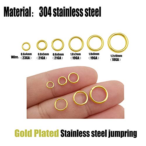 WOCRAFT 200 pcs Gold Plated Stainless Steel Split Rings Jump Rings Connector Rings for Jewelry Making Necklaces Bracelet Earrings Keychain DIY Craft (13298-Gold, 5mm) - Image 2