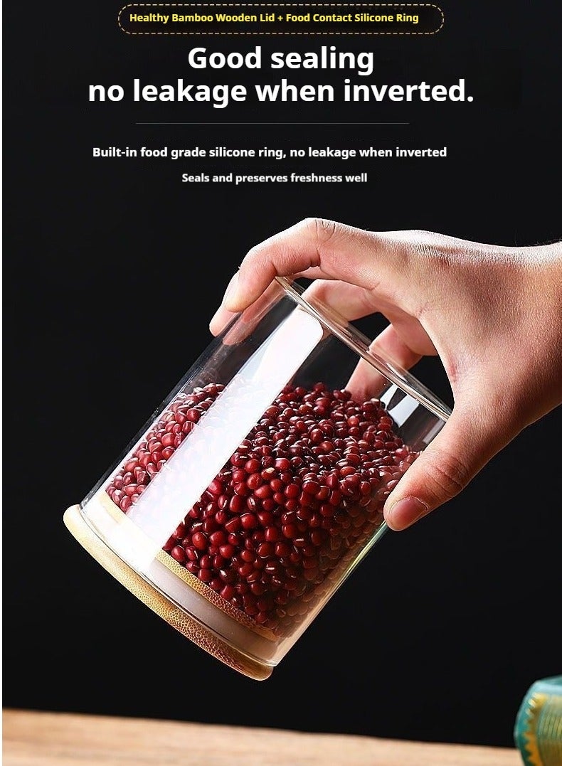 طقم برطمان تخزين زجاجي مكون من 12 قطعة بغطاء من الخيزران برطمان توابل زجاجي صغير بغطاء محكم الغلق (250 مل) - Image 4