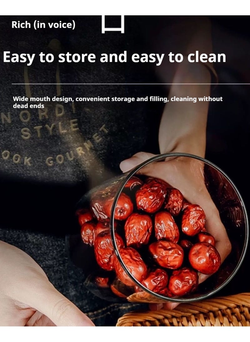 طقم برطمان تخزين زجاجي مكون من 12 قطعة بغطاء من الخيزران برطمان توابل زجاجي صغير بغطاء محكم الغلق (250 مل) - Image 5