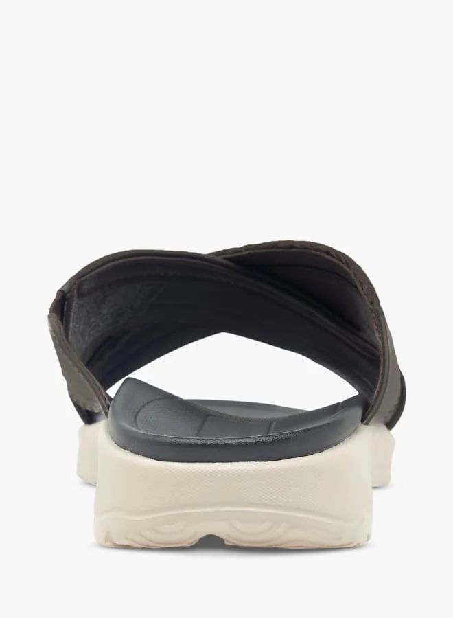 LBL by Shoexpress Men Stitch Detail Slip-On Cross-Strap Sandals