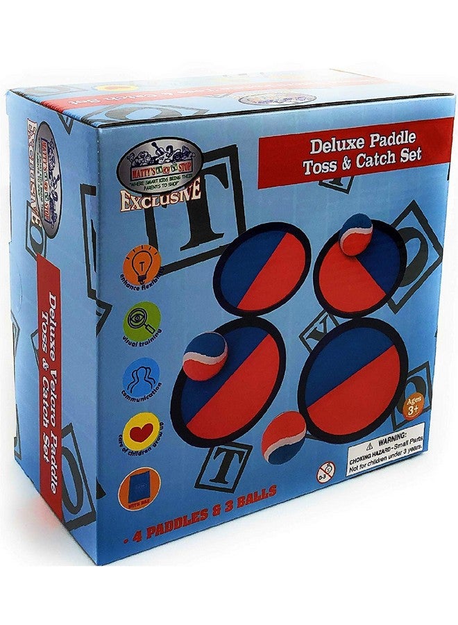 Matty's Toy Stop Matty's Toy Stop Deluxe Toss & Catch (Hook & Loop) Tropical Colors Paddle Game Set with 4 Paddles, 3 Balls & Storage Bag - Classic Outdoor Game, Perfect for The Beach, Backyard or in The House!  - Image 2