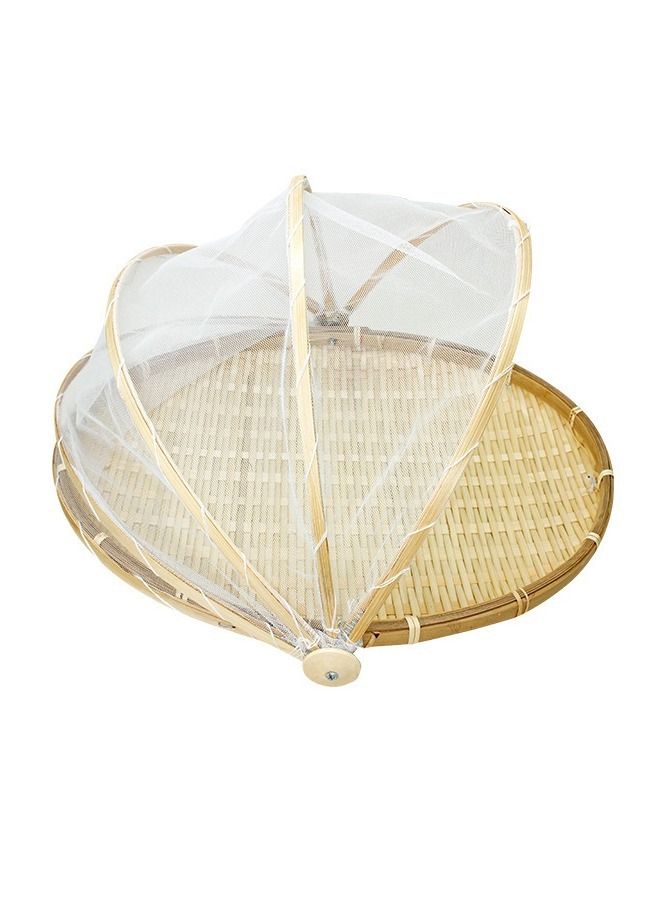 fashionhome Bamboo Basket Hand Woven Tray Anti Bug Food Fruit Container Beige/White  - Image 3