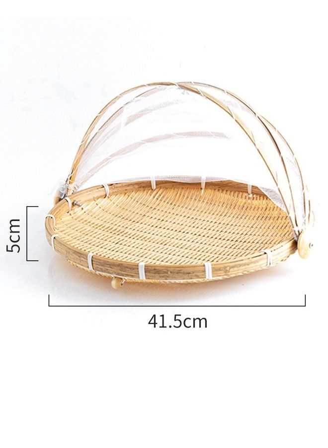 fashionhome Bamboo Basket Hand Woven Tray Anti Bug Food Fruit Container Beige/White  - Image 4
