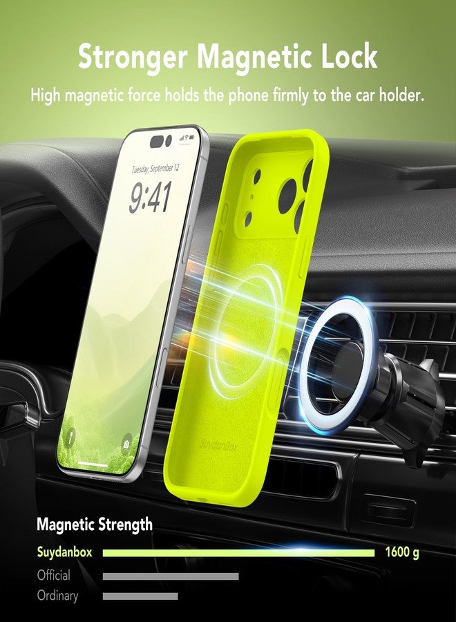 SuydanBox Magnetic for iPhone 17 Pro Max Case, Compatible with MagSafe, [Full Camera Protection][Screen Protector] Silicone Shockproof Protective Phone Case for iPhone 17 Pro Max, Fluorescent Green - Image 3