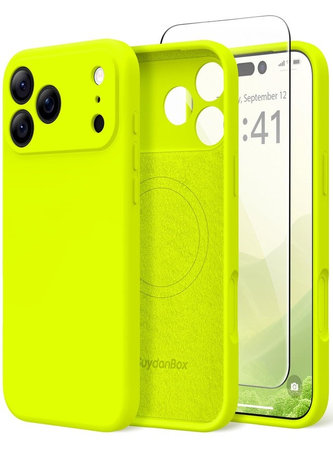 SuydanBox Magnetic for iPhone 17 Pro Max Case, Compatible with MagSafe, [Full Camera Protection][Screen Protector] Silicone Shockproof Protective Phone Case for iPhone 17 Pro Max, Fluorescent Green - Image 1