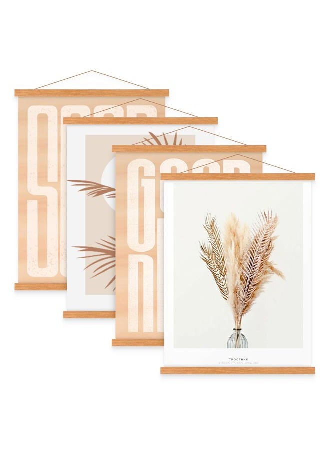 Benjia إطار ملصق 17x22 17x11 17x24، حامل إطار خشبي خفيف مغناطيسي للصور واللوحات الفنية (4 عبوات، 17 بوصة، لون تيك) - Image 1