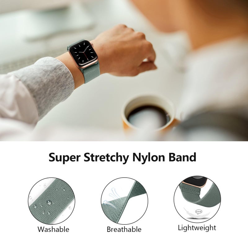 CCnutri Stretchy Solo Loop Compatible with Apple Watch Bands 38mm 40mm 41mm 42mm 44mm 45mm 46mm 49mm, Splash-Proof Nylon Sport Strap Women Men for iWatch Series 11 10 9 8 7 6 5 4 3 SE/Ultra 3 2, 4 Pack - Image 4
