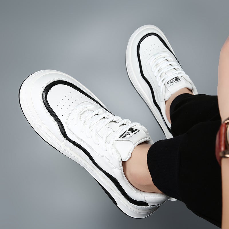 Men'S Crooked Sports Casual Shoes Leather Sneakers Men'S Trendy Shoes European Station Men'S Shoes Boys Korean Style All-Match Shoes - Image 4