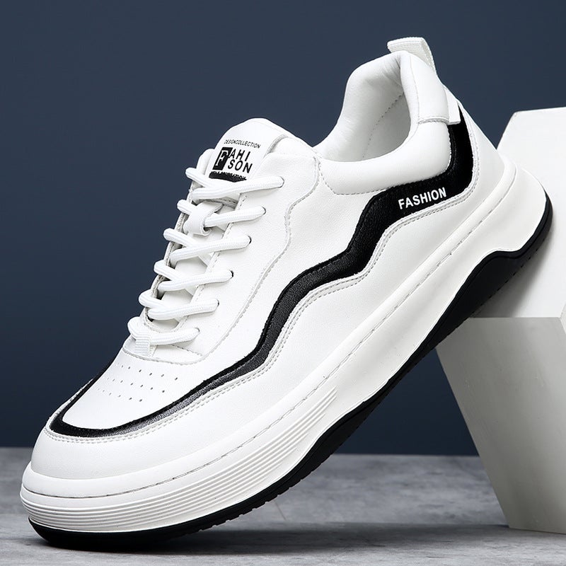 Men'S Crooked Sports Casual Shoes Leather Sneakers Men'S Trendy Shoes European Station Men'S Shoes Boys Korean Style All-Match Shoes - Image 1