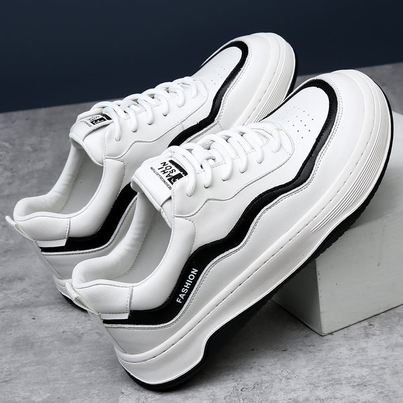 Men'S Crooked Sports Casual Shoes Leather Sneakers Men'S Trendy Shoes European Station Men'S Shoes Boys Korean Style All-Match Shoes - Image 3