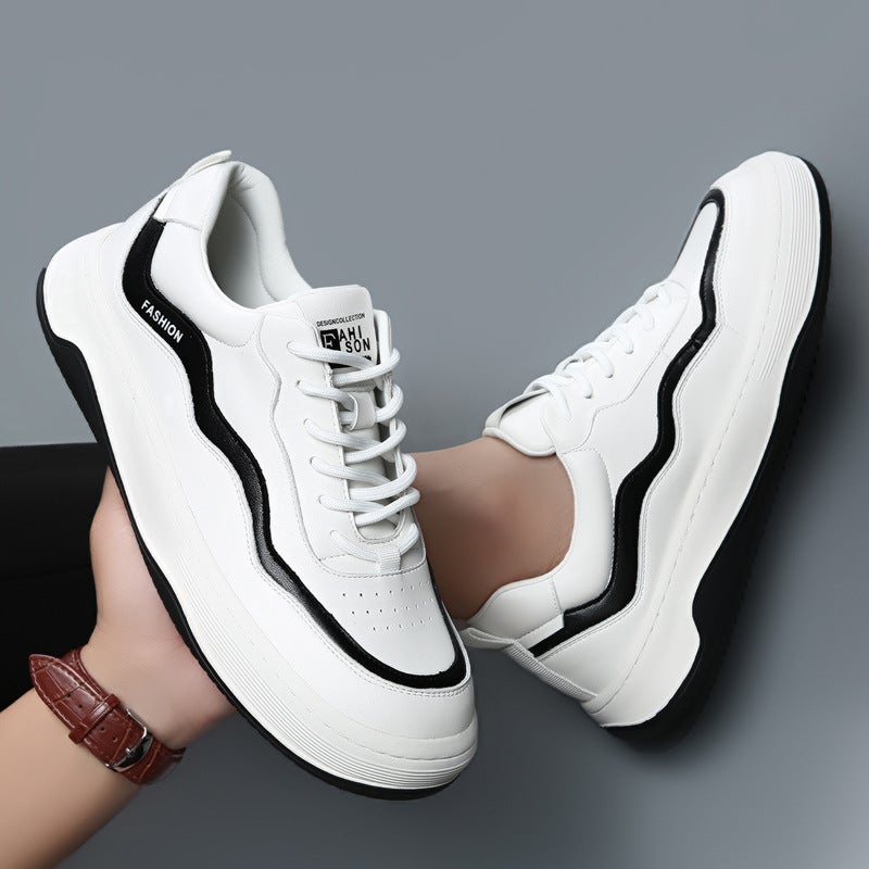 Men'S Crooked Sports Casual Shoes Leather Sneakers Men'S Trendy Shoes European Station Men'S Shoes Boys Korean Style All-Match Shoes - Image 5