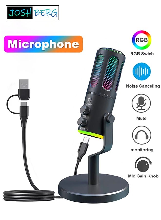 Joshberg Joshberg Rgb Gaming Usb Microphone Desktop Microphone Condenser Connection Type: USB Type C