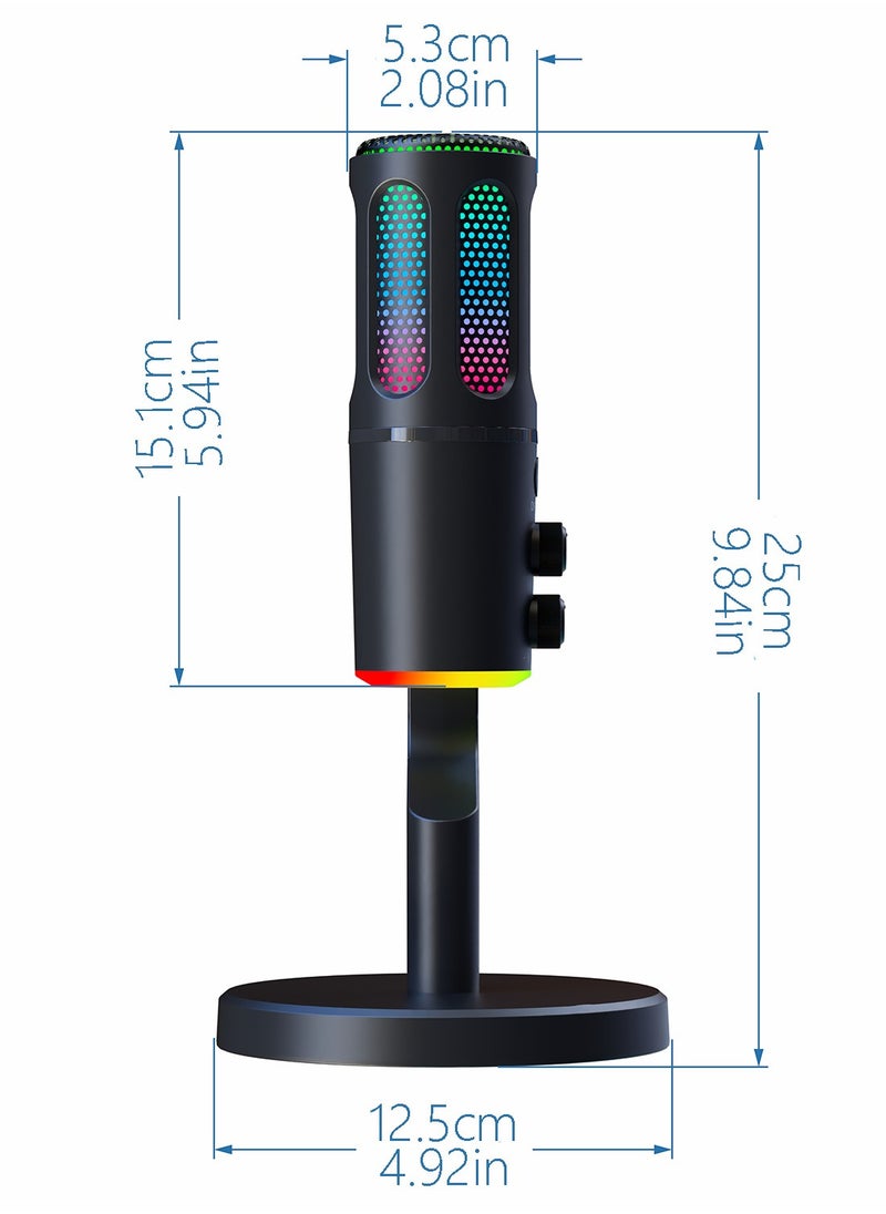 Joshberg - RGB Gaming USB Microphone Desktop Microphone Condenser Suitable for Podcast Compatible with PC and Mobile Phone - Image 1