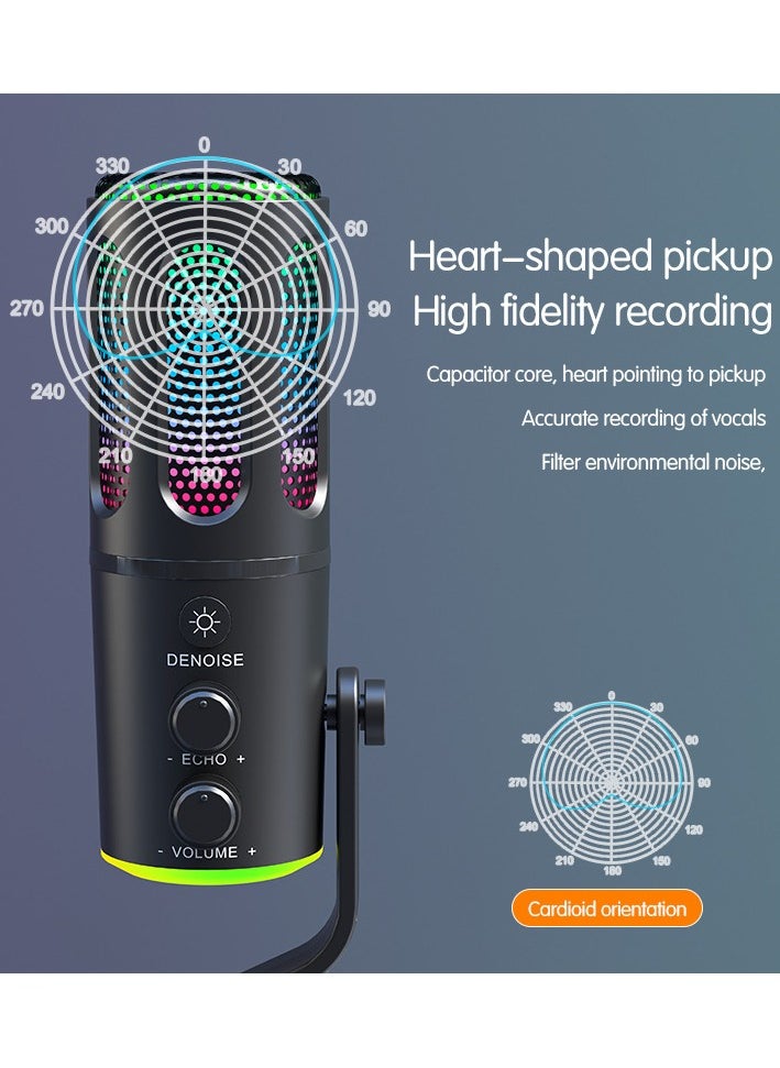 Joshberg RGB Gaming USB Microphone Desktop Microphone Condenser Suitable for Podcast Compatible with PC and Mobile Phone  - Image 4