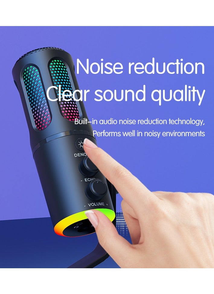 Joshberg RGB Gaming USB Microphone Desktop Microphone Condenser Suitable for Podcast Compatible with PC and Mobile Phone  - Image 5