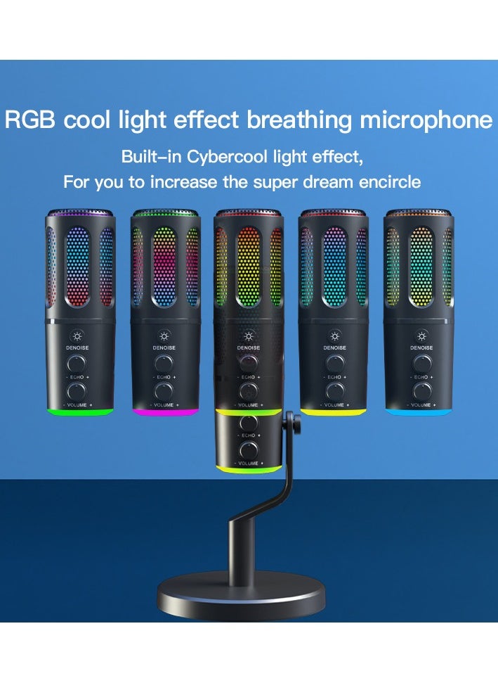 Joshberg RGB Gaming USB Microphone Desktop Microphone Condenser Suitable for Podcast Compatible with PC and Mobile Phone  - Image 3