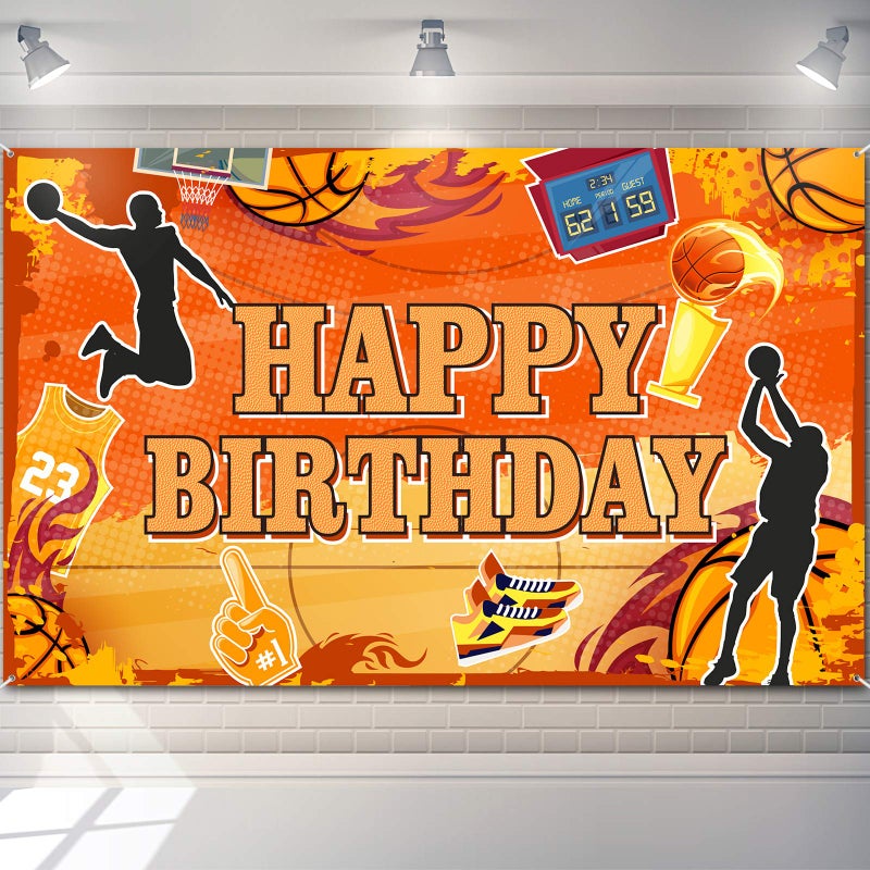 MANGO Basketball Theme Backdrop Basketball Game Birthday Party Decoration Sports Style Backdrop Birthday Banner Photo Booths Props - Image 1