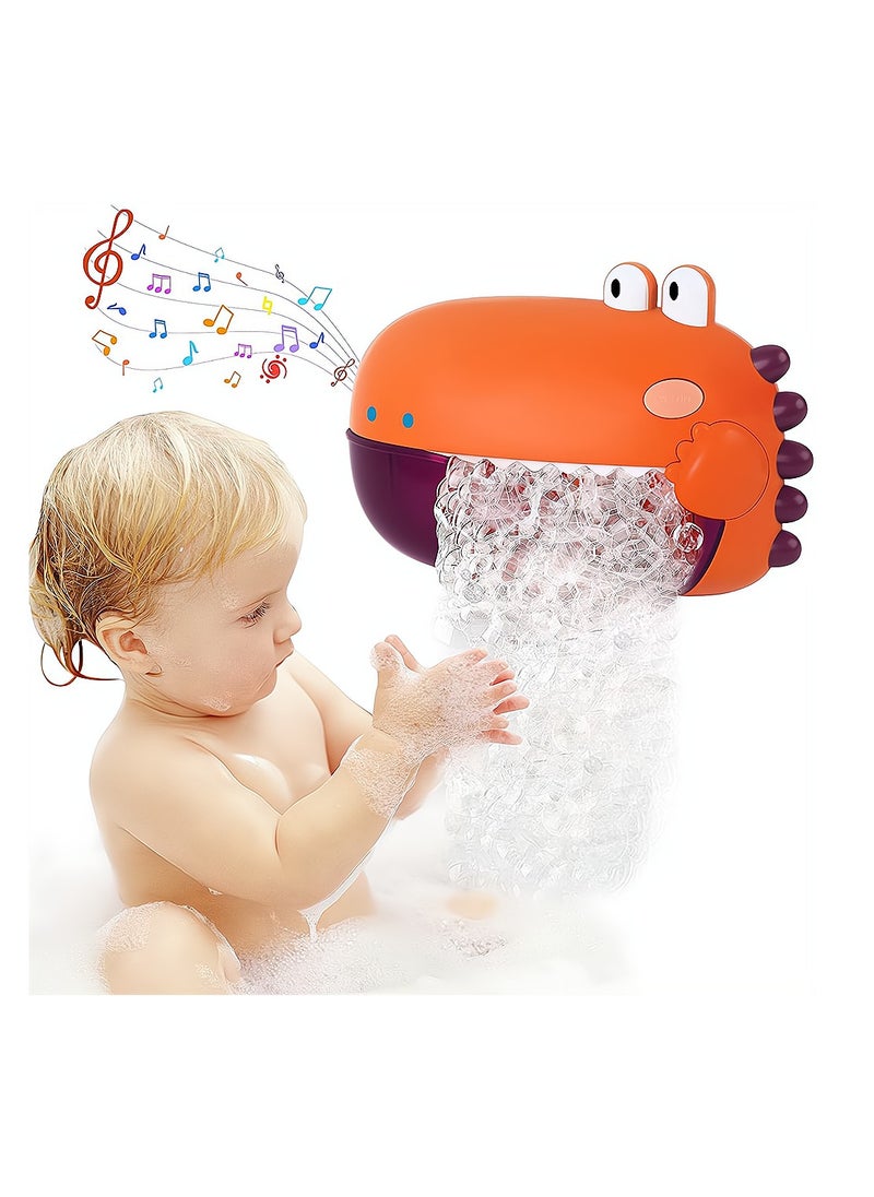 SYOSI - Bubble Bath Toy, Bath Toys, Automatically Spit Bubbles Baby Bath Toys, Baby Bubble Machine for Tub and Plays 12 Children's Songs, Dinosaur Bathtub Toys Bubble Maker for Toddlers, Orange, 1 Pcs - Image 1