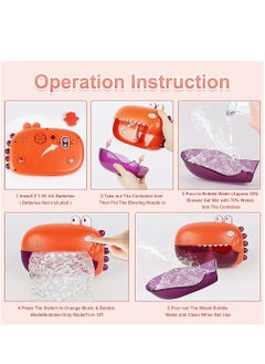 SYOSI Bubble Bath Toy, Bath Toys, Automatically Spit Bubbles Baby Bath Toys, Baby Bubble Machine for Tub and Plays 12 Children's Songs, Dinosaur Bathtub Toys Bubble Maker for Toddlers, Orange, 1 Pcs  - Image 5
