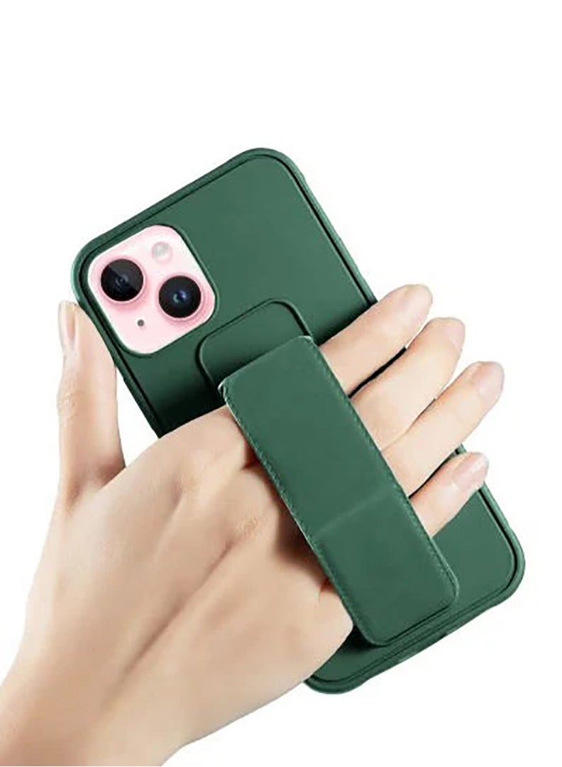 Case Up Compatible with Apple iPhone 14 Plus Case with Magnetic Stand & Holder, Premium Silicone Finger Grip Strap Holder Case Car Mount Kickstand Cover- Dark Green - Image 5