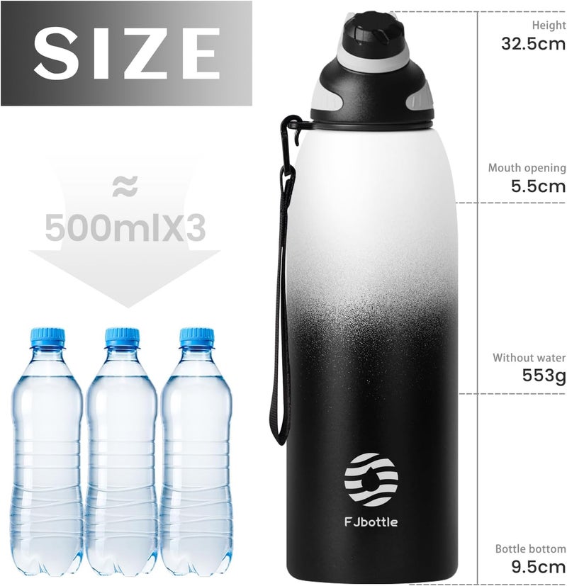 FjBottle Stainless Steel Water Bottle 600ml/800ml/1L/1.5L with Magnetic Lid, BPA Free Insulated Water Bottle, Sports Metal Hot&Cold Drinks Vacuum Flask Leak-Proof for Gym, Work, Travel - Image 4