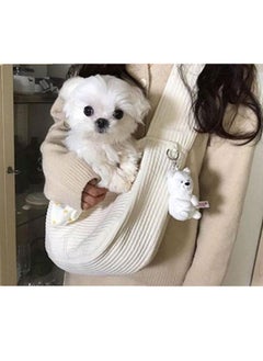 SYOSI Dog Carrier Backpack Small Dog Carrier Sling Cat Sling Adjustable Strap Hand Free Pet Puppy Safe and Breathable for Outdoor Traveling Subway Maximum Load Capacity 5lbs White Canvas  - Image 5