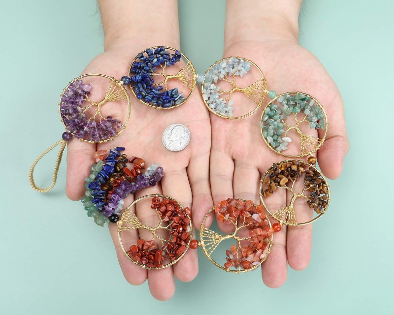 Top Plaza 7 Chakra Stones Healing Crystals Life Tree Wall Hanging Ornament Decoration for Good Luck Reiki Yoga Meditation Protection Mothers Day Mom Gifts - Image 4
